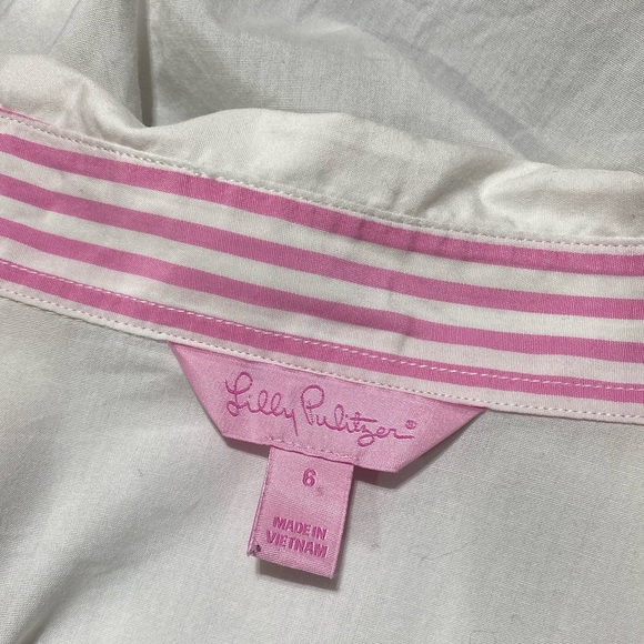 Lilly Pulitzer White Cotton Classic Plain Button Down size 6 EUC - Picture 4 of 7